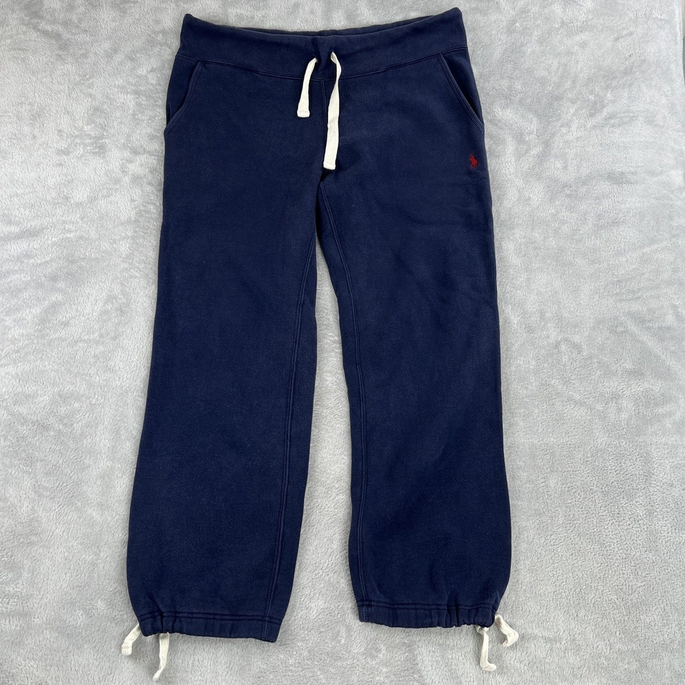 Polo Ralph Lauren Fleece Sweatpants M Navy Pony Drawstring Cinch Cuff Oversized